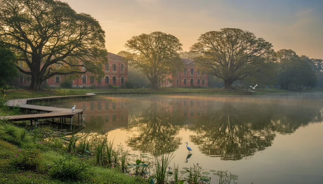 Heritage campus lake restored as a nature-study park — visualisation