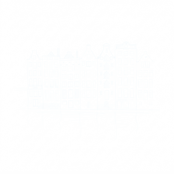 Pencil sketch of Amsterdam canal houses