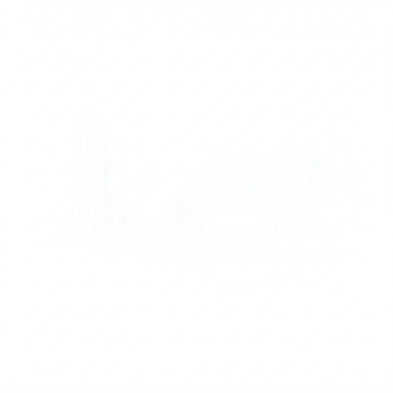 Pencil sketch of Sydney Harbour Bridge and Barangaroo